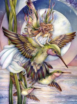 bird amid hummers night dream Fantasy Oil Paintings